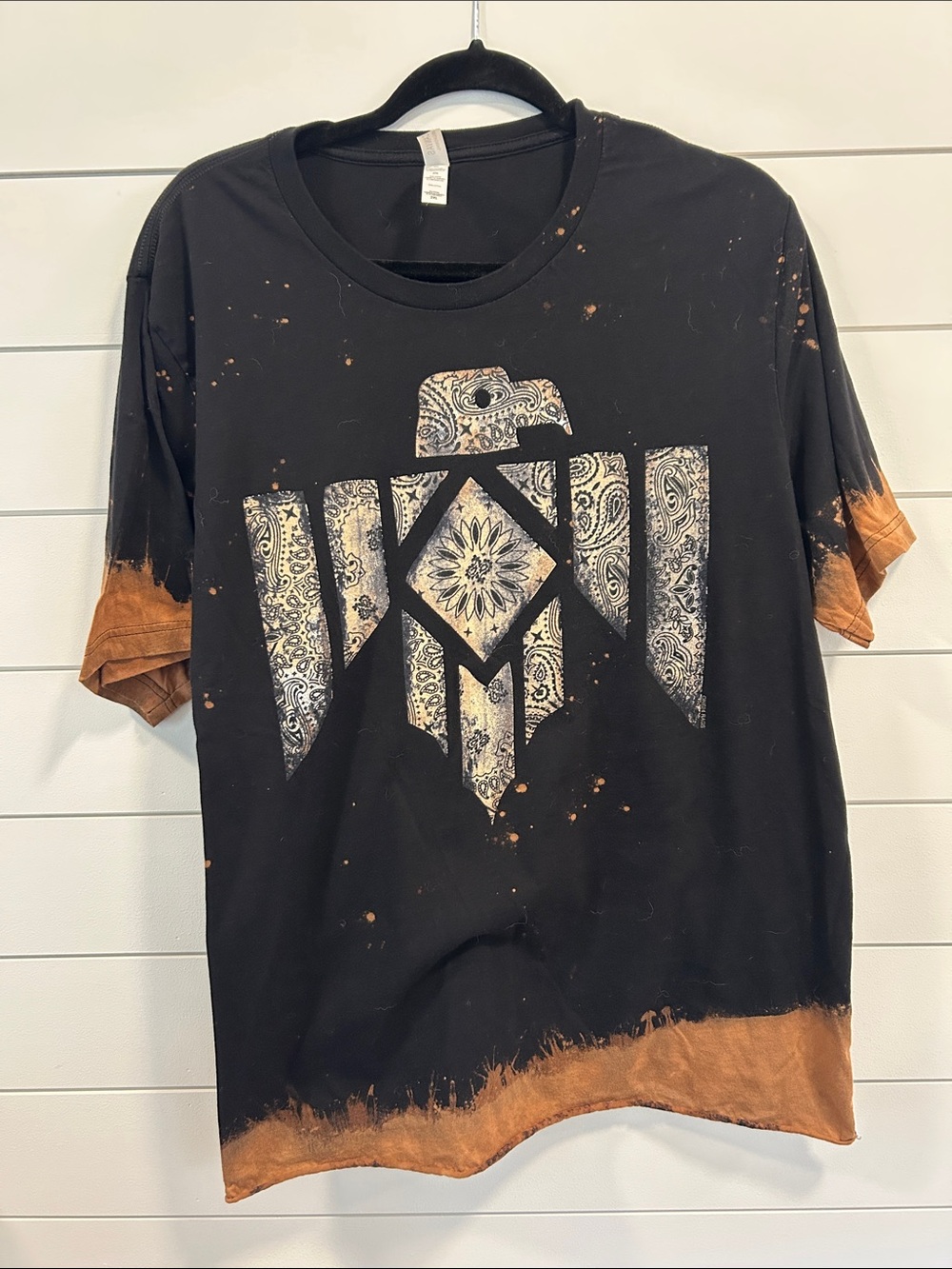 Bella Canvas Black and Brown Bleach-Effect Men’s Graphic Tee